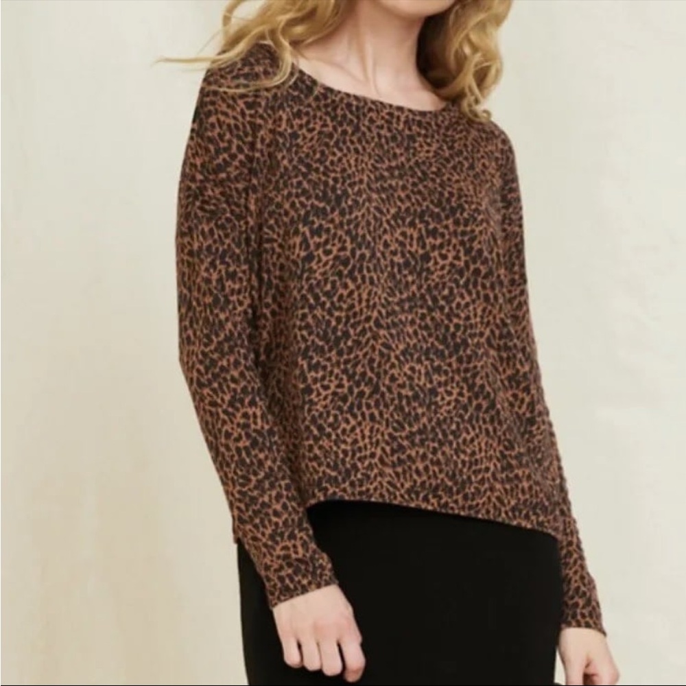 Garnet Hill Silk Cotton Animal Print Lightweight Knit Sweater Size S